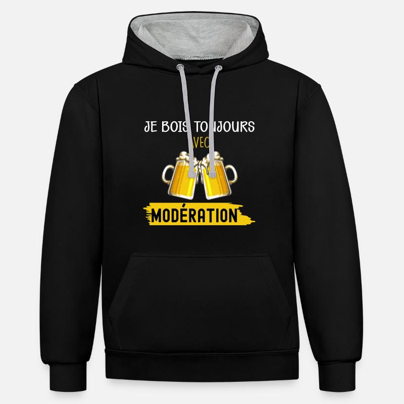 Boire Avec Modération - Sweat à capuche contrasté - noir/gris chiné