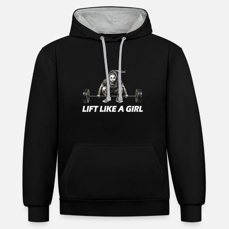 Soulevez comme une fille! - Sweat à capuche contrasté - noir/gris chiné
