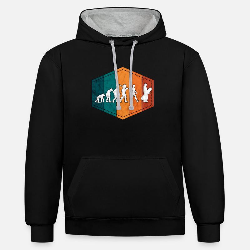 Snowboarder évolution snowboard rétro - Sweat à capuche contrasté - noir/gris chiné
