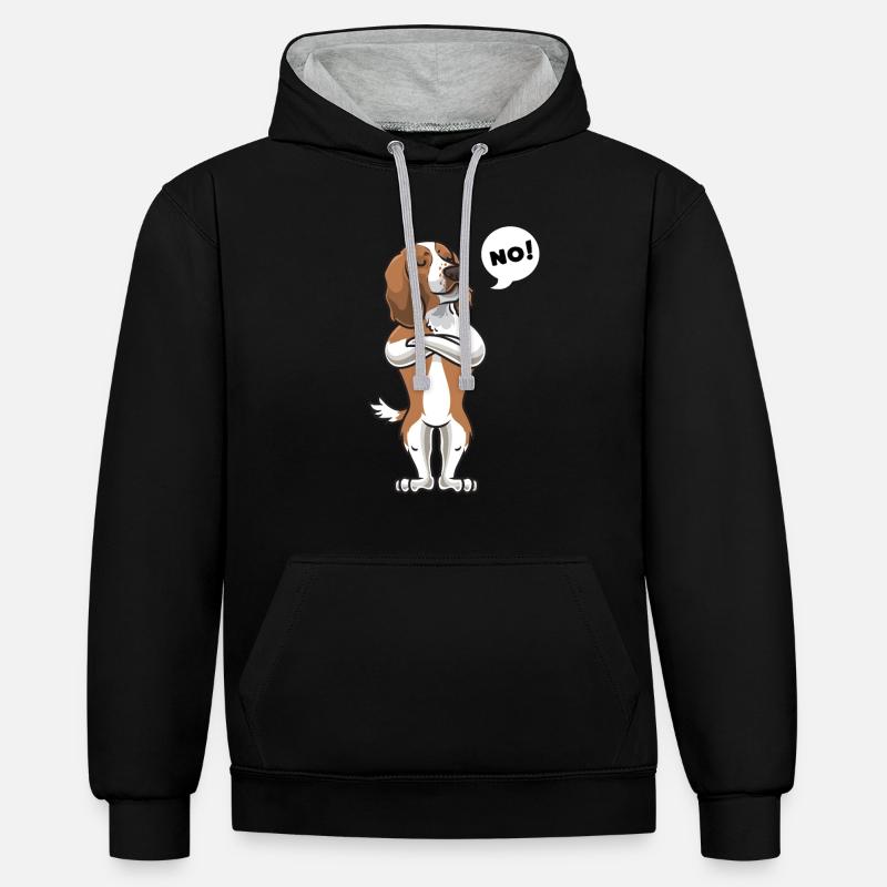 Sturer Welsh Springer Spaniel Chien - Sweat à capuche contrasté - noir/gris chiné