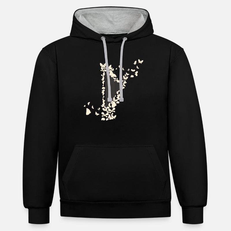 Harpe et harpe harpe harpistes - Sweat à capuche contrasté - noir/gris chiné