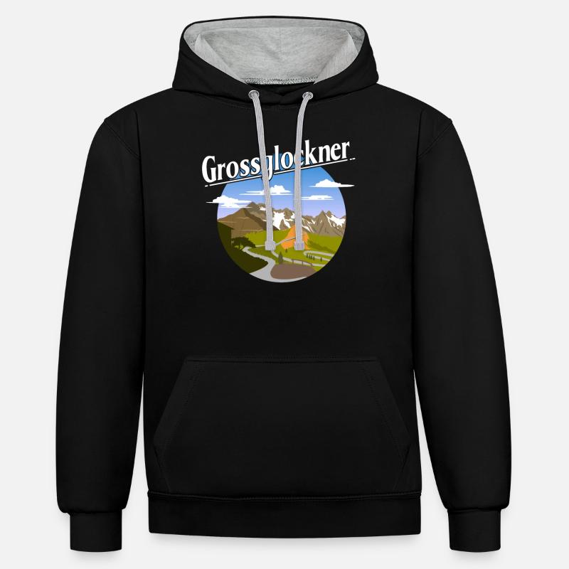 Grossglockner - Sweat à capuche contrasté - noir/gris chiné