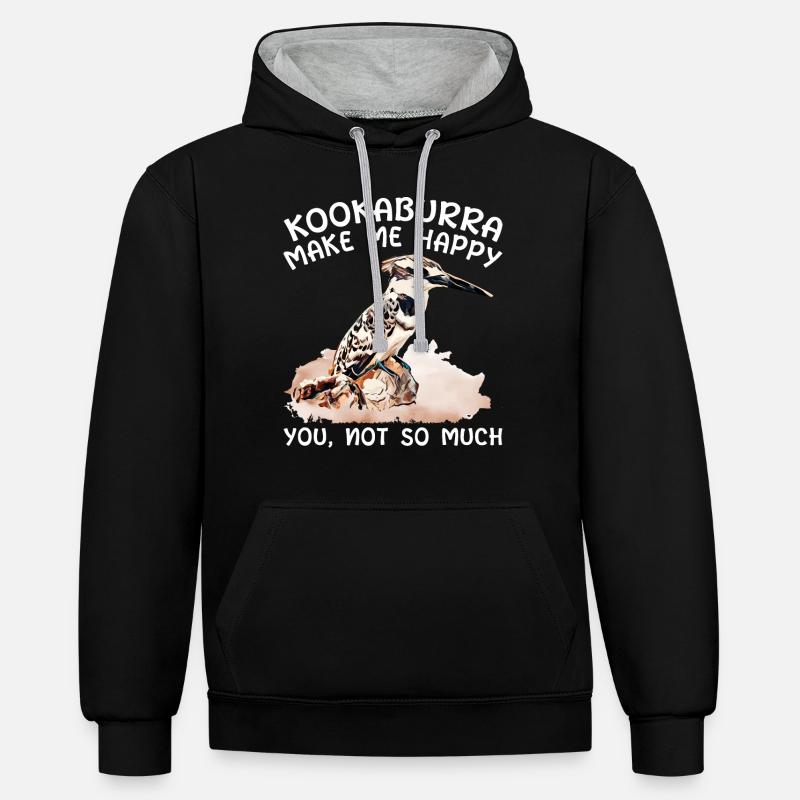 Jägerlieste Kookaburra Eisvogel Vogel - Kontrast-Hoodie - Schwarz/Grau meliert