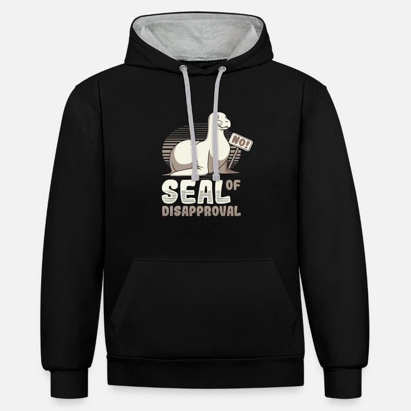 Sceau de rejet dire non. - Sweat à capuche contrasté - noir/gris chiné