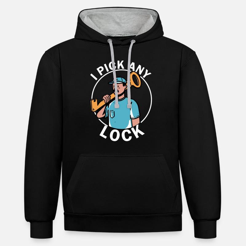 Technologie de sécurité de serrurier - Sweat à capuche contrasté - noir/gris chiné