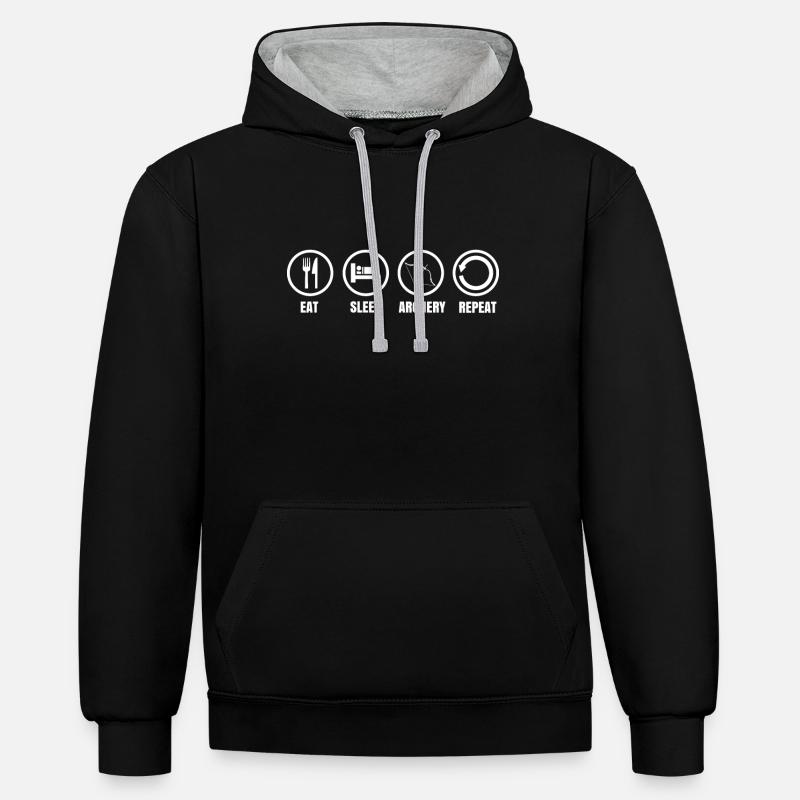 Tir à l’arc Archer Longbow Target - Sweat à capuche contrasté - noir/gris chiné