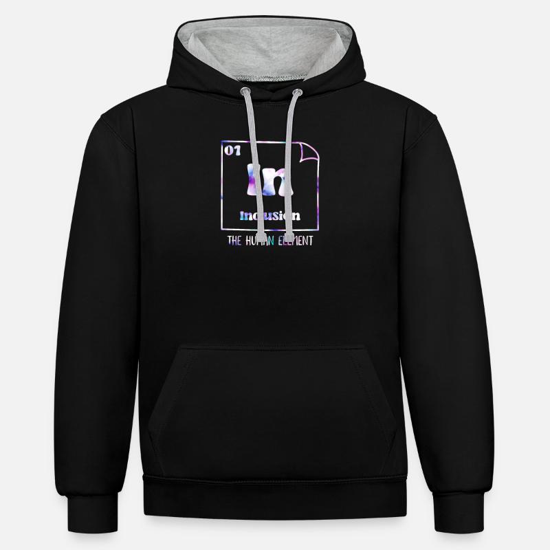 Inclusion Acceptation et handicap solidaire - Sweat à capuche contrasté - noir/gris chiné