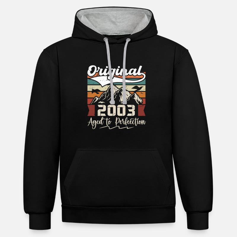 2003 - Cadeau né en 2003 - Sweat à capuche contrasté - noir/gris chiné
