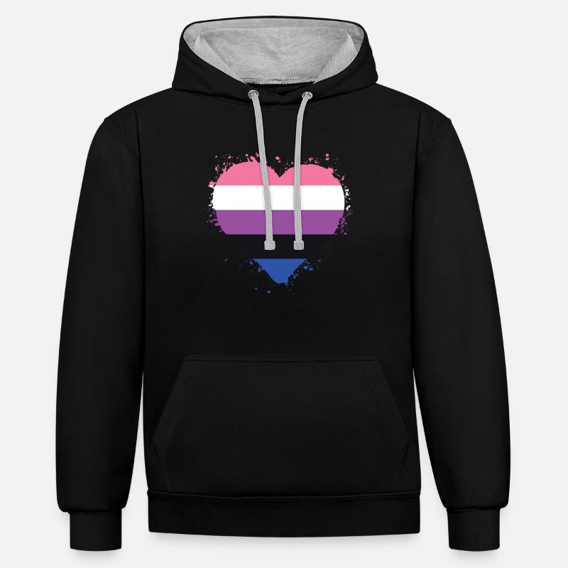 Fierté LGBTQ. Déclaration - Sweat à capuche contrasté - noir/gris chiné