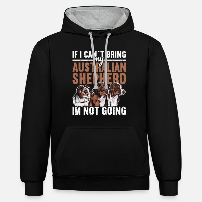 Berger australien - Sweat à capuche contrasté - noir/gris chiné