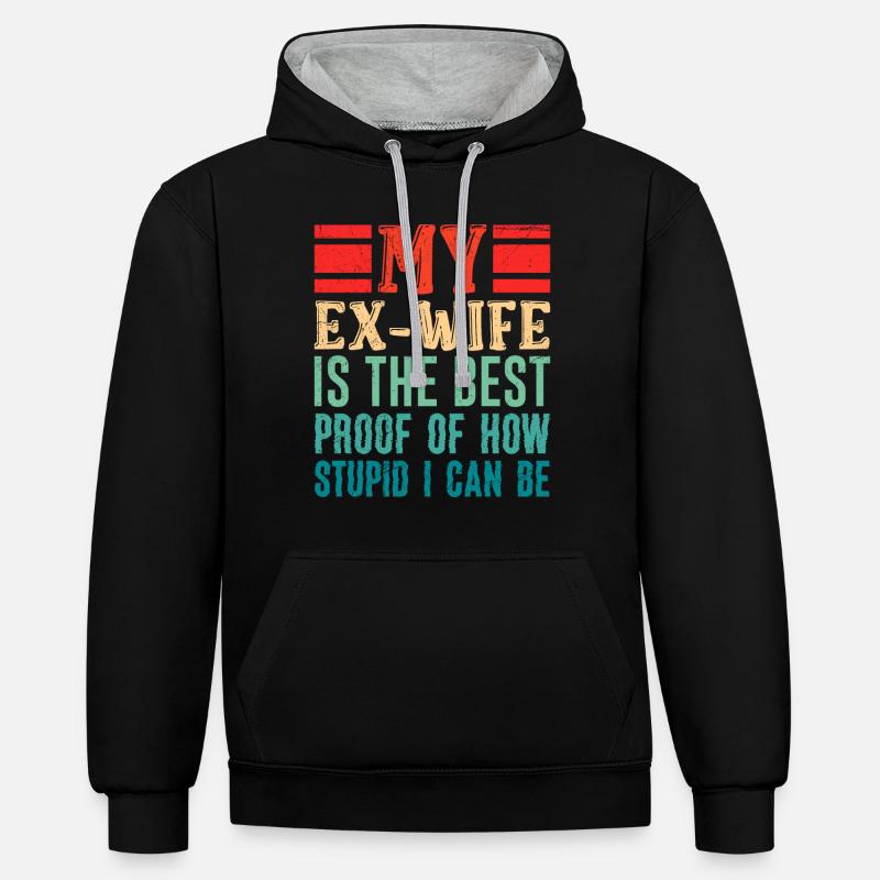 Scheidungsparty cooler Ex Mann Scheidung - Kontrast-Hoodie - Schwarz/Grau meliert