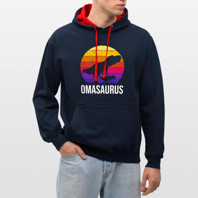 Omasaurus Muttertag Großmutter Dinosaurier Kontrast-Hoodie