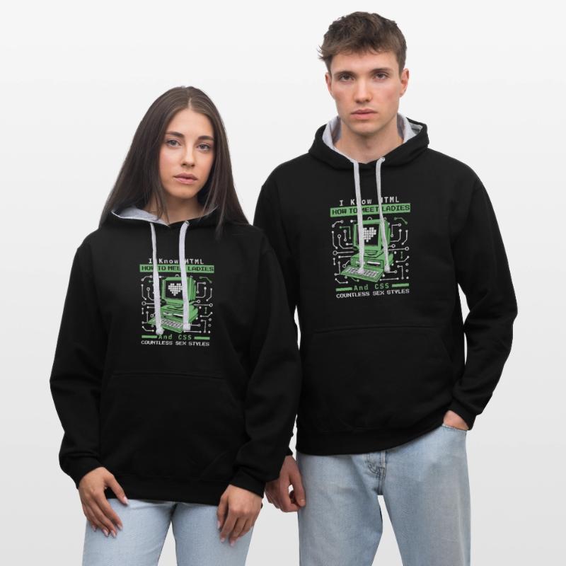 I Know HTML How To Meet Ladies Developer Coder Kontrast-Hoodie