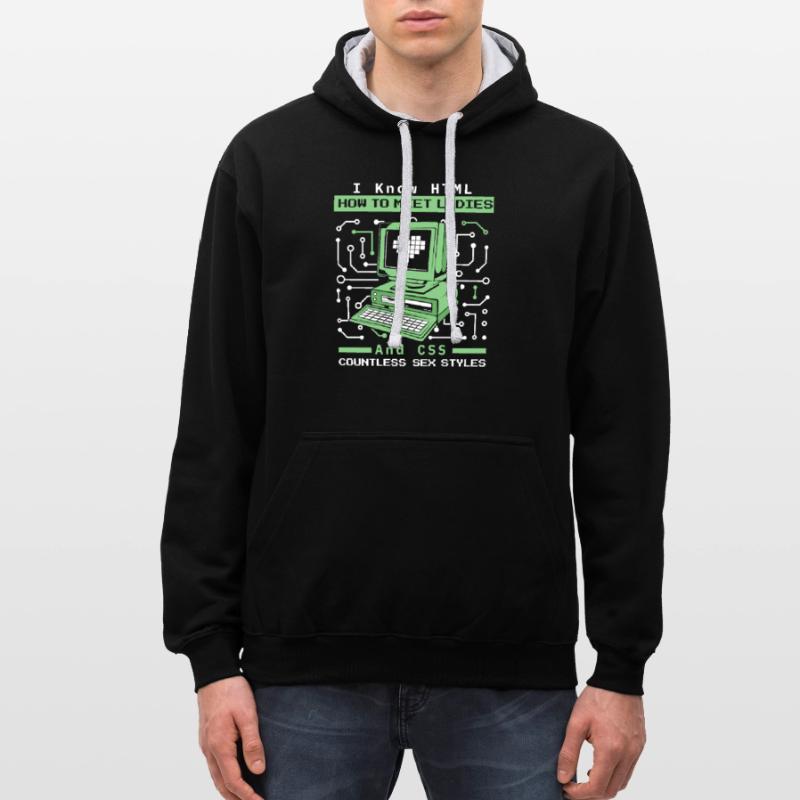 I Know HTML How To Meet Ladies Developer Coder Kontrast-Hoodie