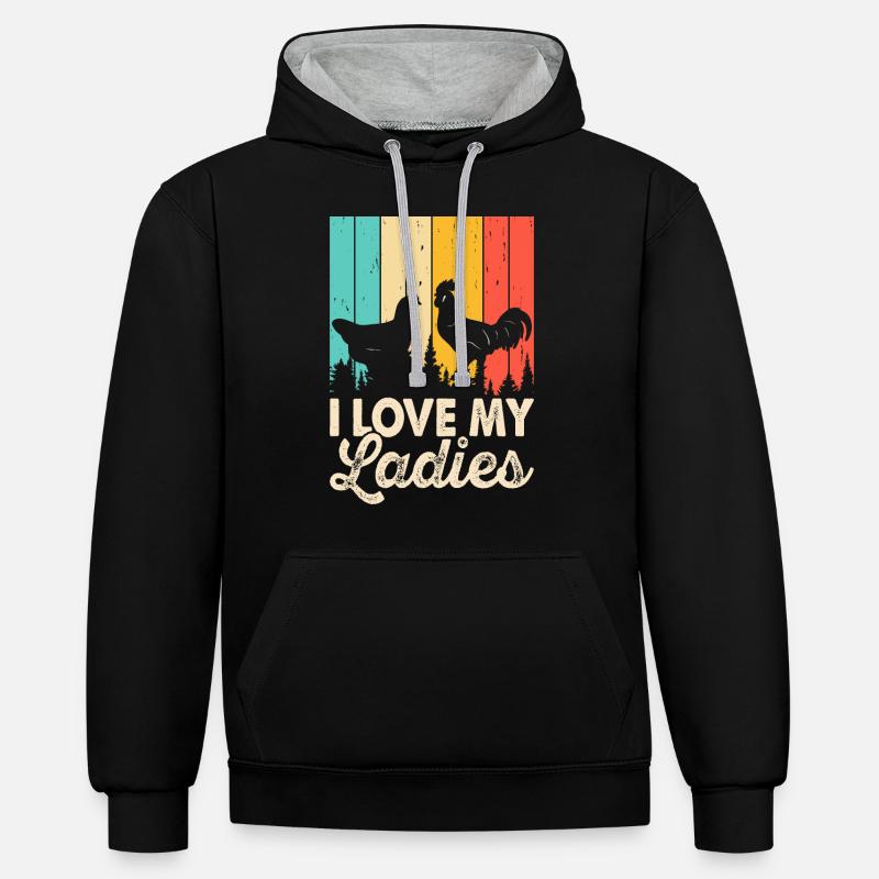 J’aime mes dames - Sweat à capuche contrasté - noir/gris chiné