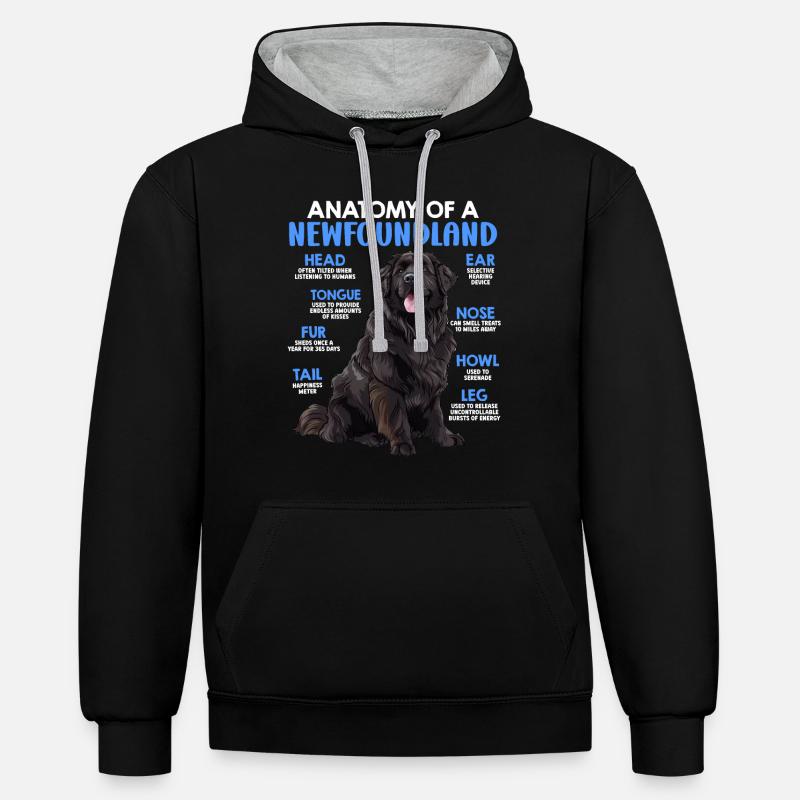 Terre-Neuve ANATOMIE D’UN TERRE-NEUVE Chiens - Sweat à capuche contrasté - noir/gris chiné