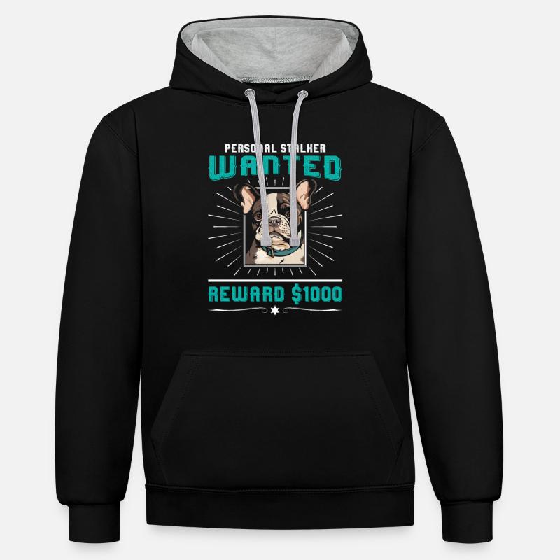 Frenchie PERSONAL STALKER RECHERCHÉ $1000 - Sweat à capuche contrasté - noir/gris chiné