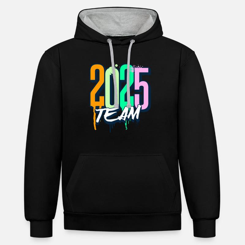 Équipe 2025 - Sweat à capuche contrasté - noir/gris chiné