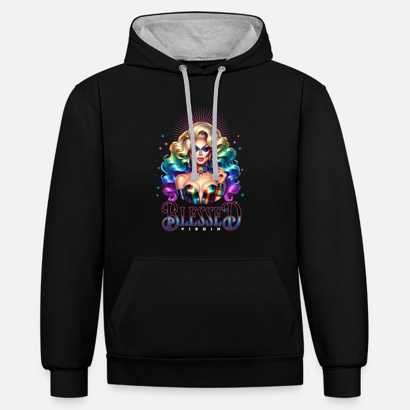 Fierté LGBTQ+ - Virgin Halo - Sweat à capuche contrasté - noir/gris chiné