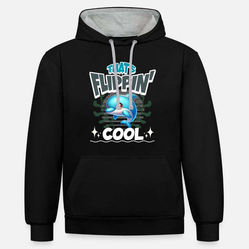 Dauphin - Sweat à capuche contrasté - noir/gris chiné