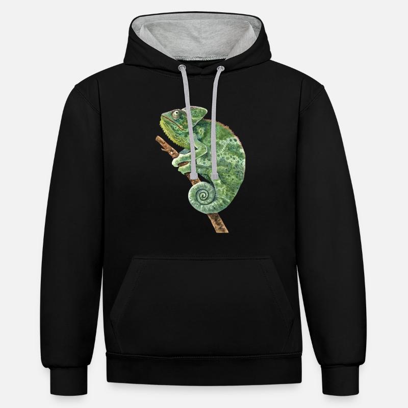 Panthère voilée Chamaeleonidae amant Caméléon - Sweat à capuche contrasté - noir/gris chiné