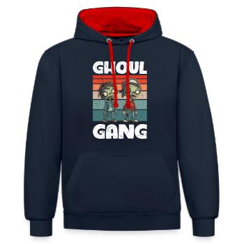 Halloween Kostüm Kinder GHOUL GANG Gruseliges - Kontrast-Hoodie - Navy/Rot - Vorne - Anna (173cm) & Nico (186cm)