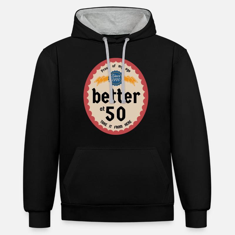 Mieux à 50 ans - Sweat à capuche contrasté - noir/gris chiné