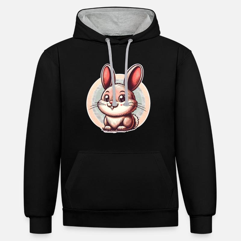 Lapin Lapin - Sweat à capuche contrasté - noir/gris chiné