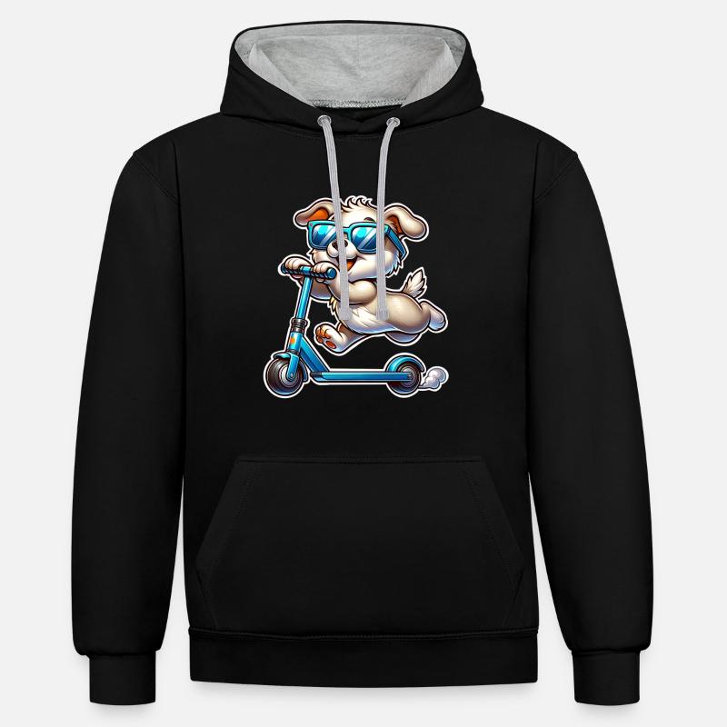 Tretroller E-Scooter E-Roller - Kontrast-Hoodie - Schwarz/Grau meliert