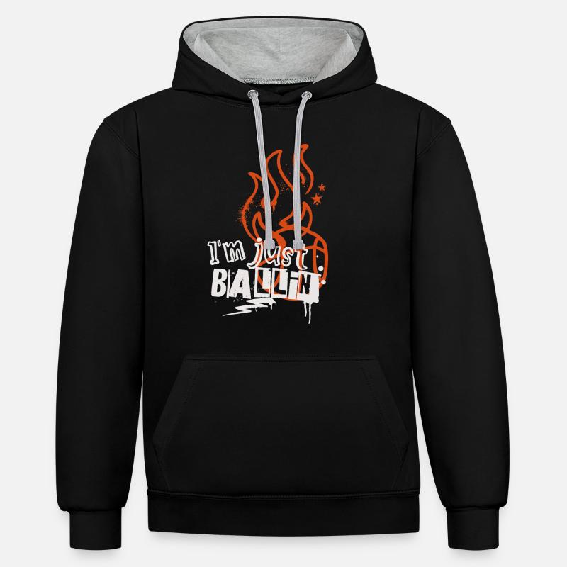 Basket-ball Joueurs de basket-ball - Sweat à capuche contrasté - noir/gris chiné