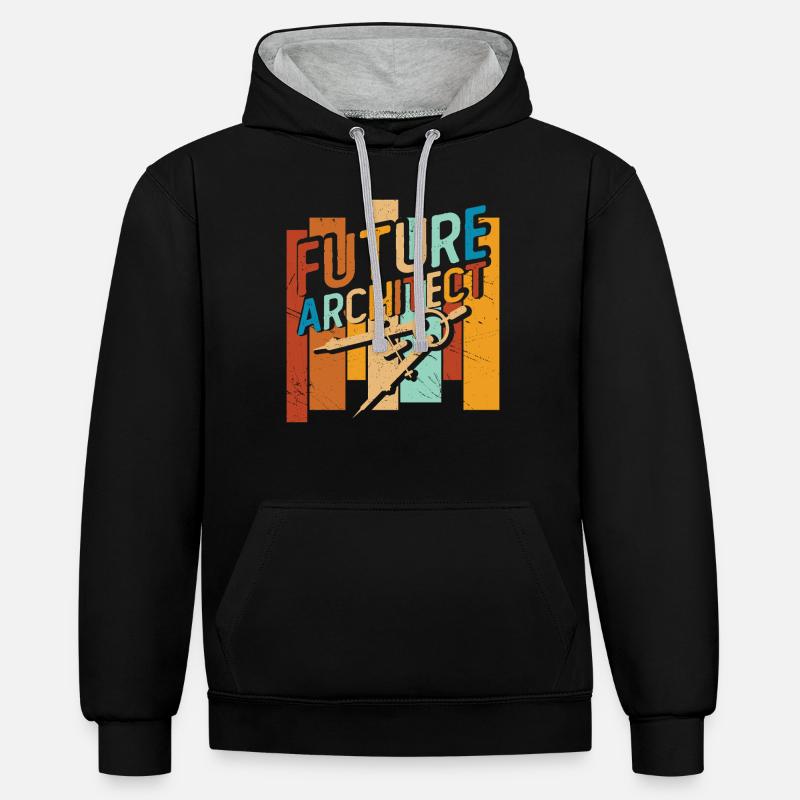 Architecte - Sweat à capuche contrasté - noir/gris chiné