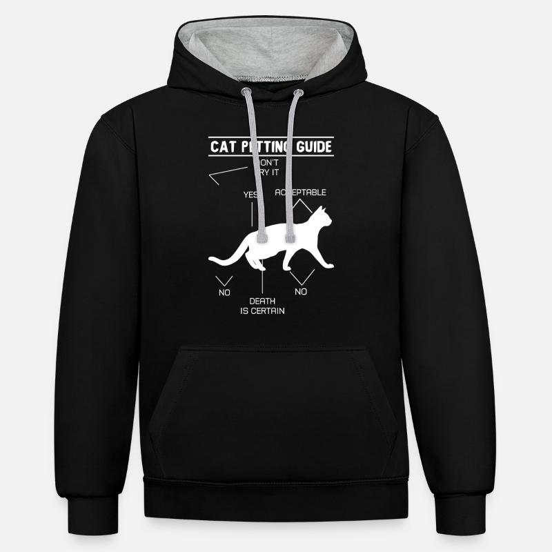 Guide de caresses pour chat - Sweat à capuche contrasté - noir/gris chiné
