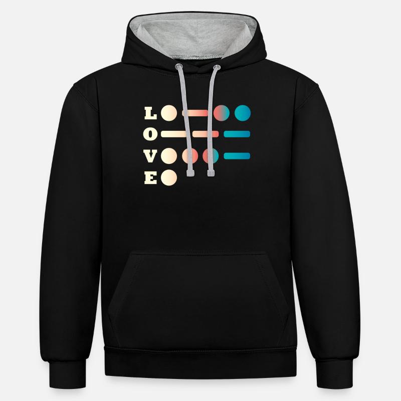 Aimer le code Morse - Sweat à capuche contrasté - noir/gris chiné