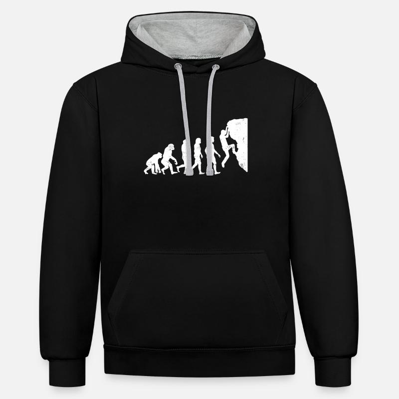 escalade alpinisme bouldering cadeau évolution - Sweat à capuche contrasté - noir/gris chiné