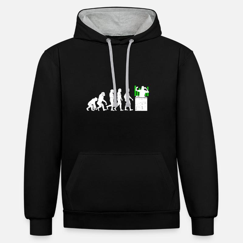 Dj evolution development music turntable - Contrast hoodie - black/heather grey