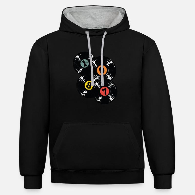 Millésime 1987 - Sweat à capuche contrasté - noir/gris chiné