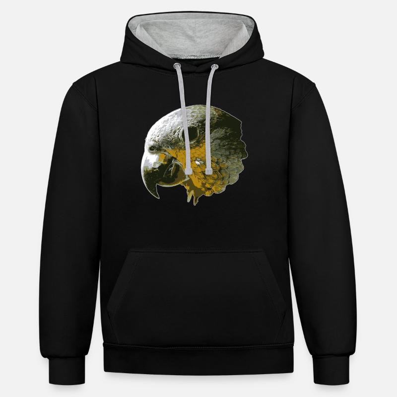 oiseau - Sweat à capuche contrasté - noir/gris chiné
