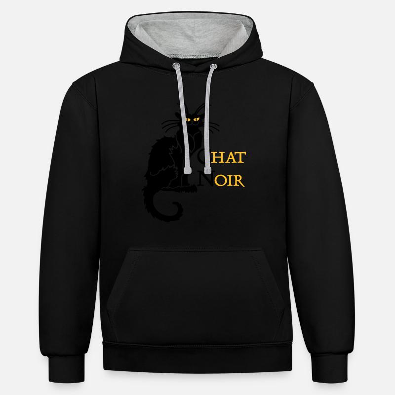 chat noir 'n (text, 2c) - Sweat à capuche contrasté - noir/gris chiné