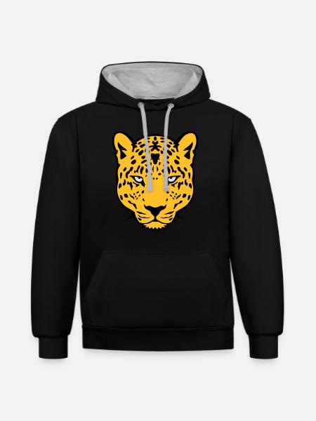 leopards wild animal 30 - Contrast hoodie - black/heather grey