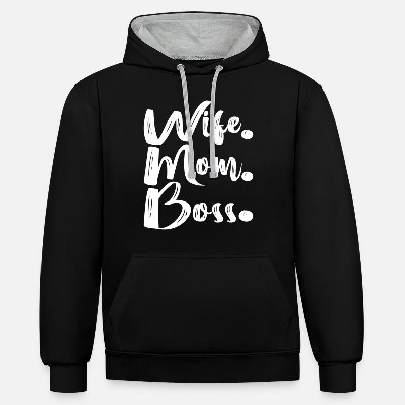 Femme Maman Boss - Sweat à capuche contrasté - noir/gris chiné