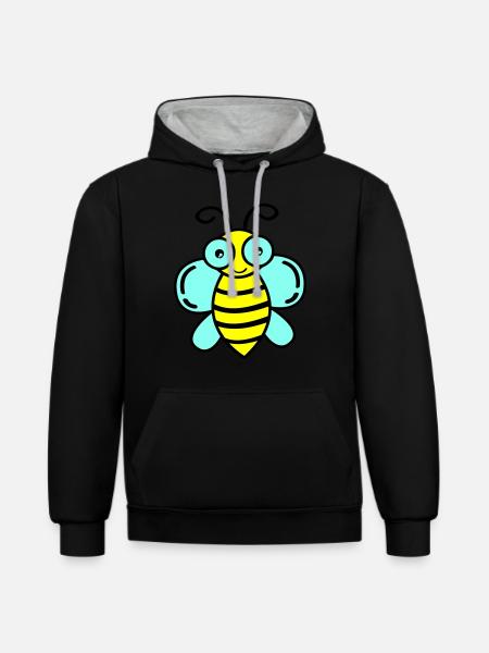 Bee 02 - Contrast hoodie - black/heather grey