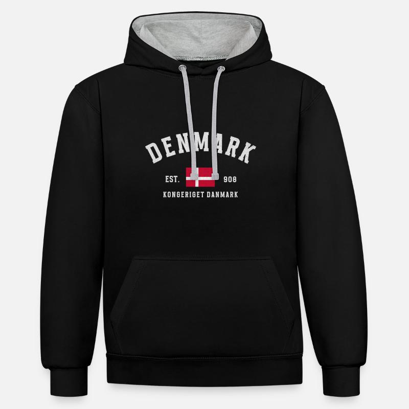 Danemark Est 908 Millésime - Sweat à capuche contrasté - noir/gris chiné