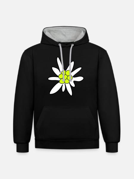 Edelweiss, ghosteweed - Contrast hoodie - black/heather grey