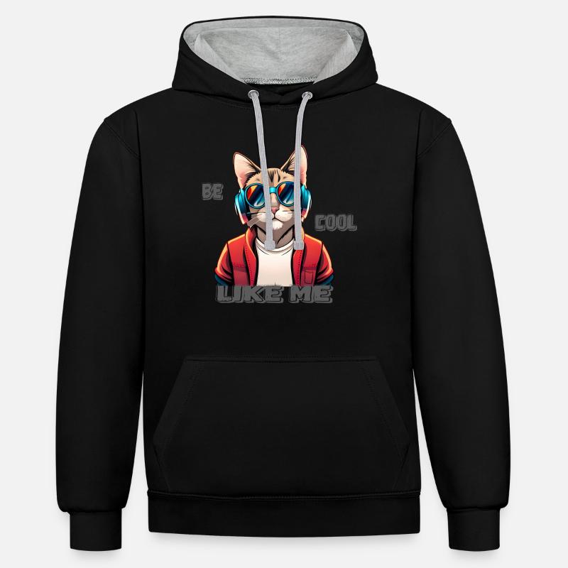 sois cool comme moi 2 - Sweat à capuche contrasté - noir/gris chiné