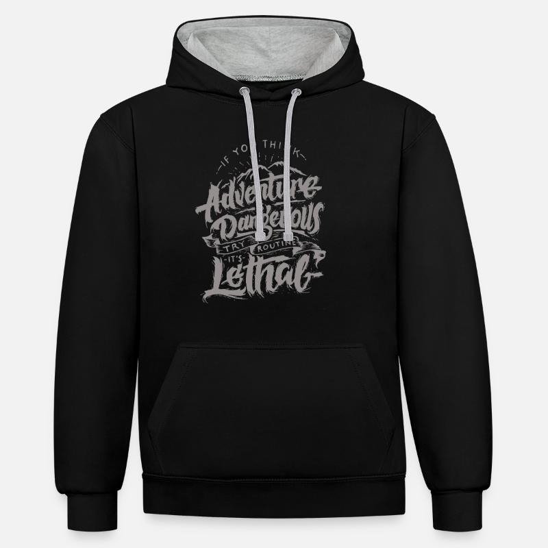 Aventure Aventure Dangerous Bstyled Freizeitmod - Sweat à capuche contrasté - noir/gris chiné