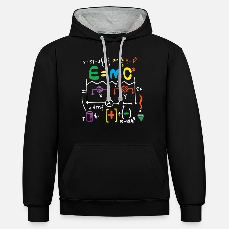Physics relativity formula - Contrast hoodie - black/heather grey