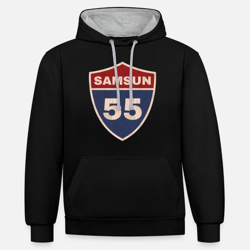 Samsun - Sweat à capuche contrasté - noir/gris chiné
