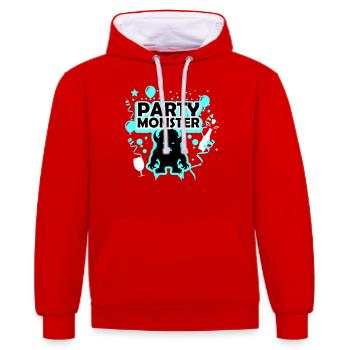 Partymonster hellblau - Kontrast-Hoodie - Rot/Weiß - Vorne - Liana (172cm) & Jaron (178cm)