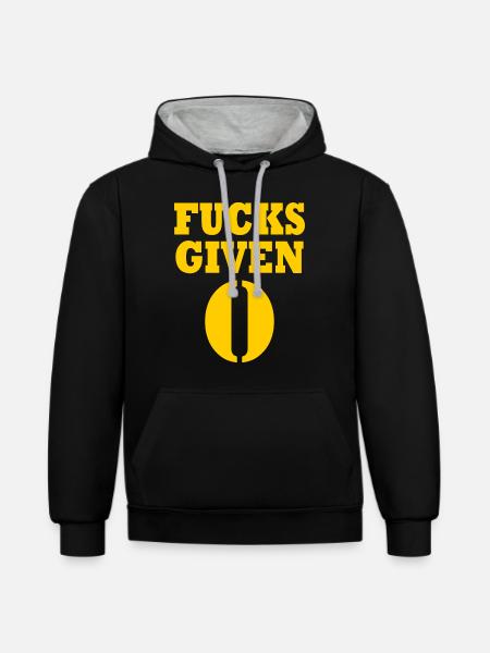 Zero fucks given - Contrast hoodie - black/heather grey