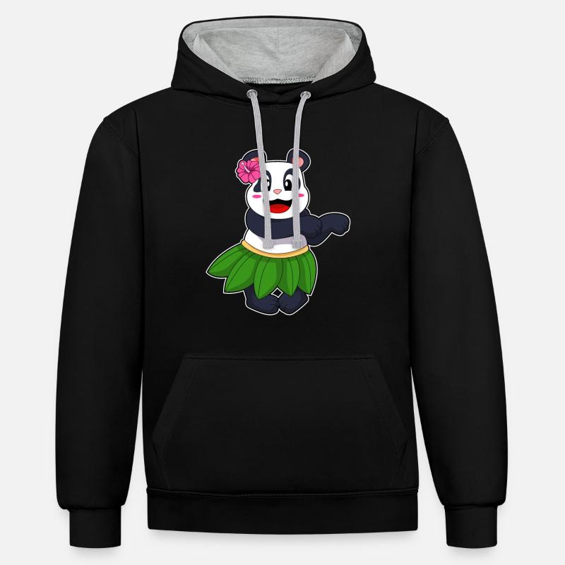Ballet de danse panda - Sweat à capuche contrasté - noir/gris chiné